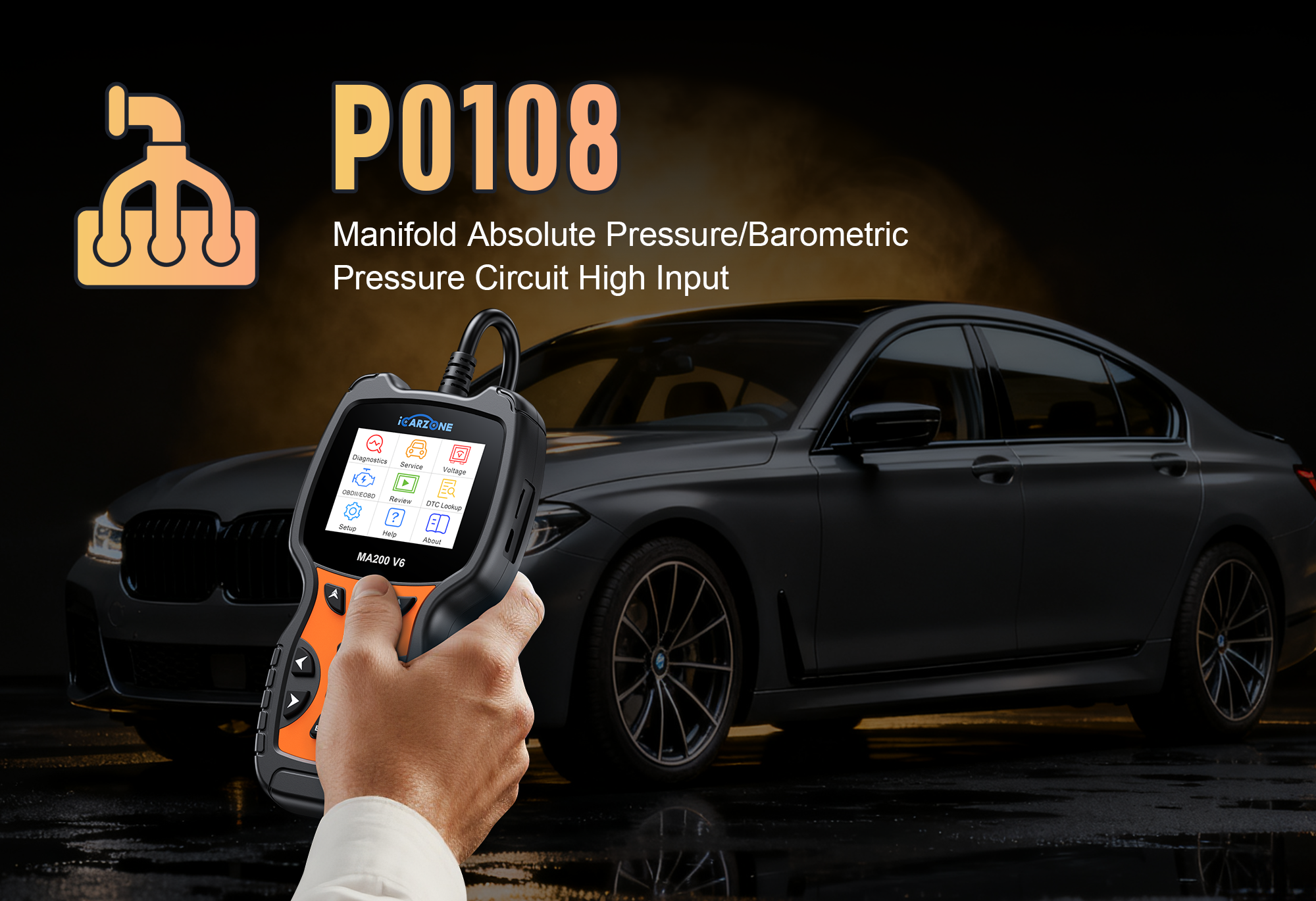P0108 Code in Audi Q7: Solve MAP Sensor Circuit High Voltage faults with ICARZONE MA200 V6